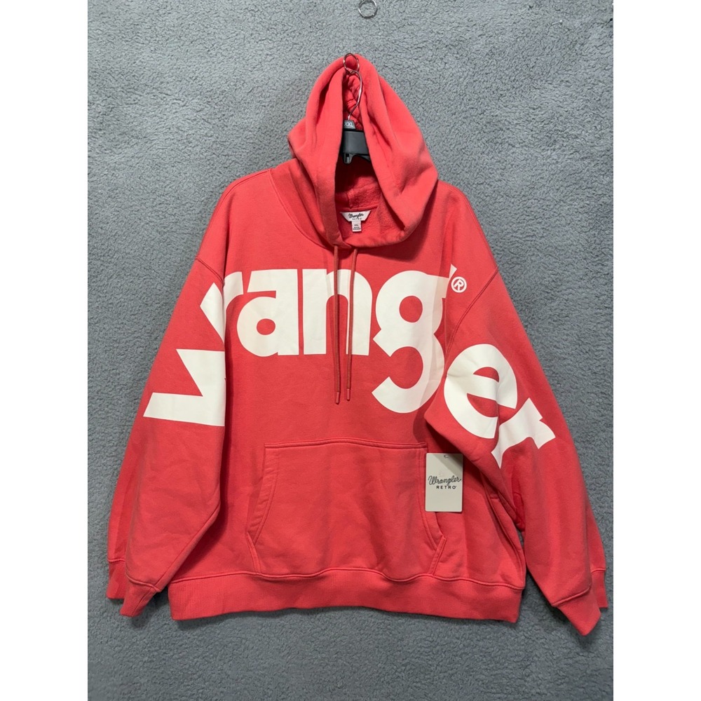 Wrangler Retro Hoodie Coral Graphic Logo Print Western Women's XXL NWT